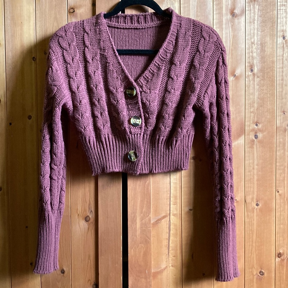Pink cropped cardigan